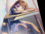 教室の女の子とライン入りニーソ