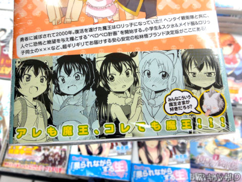 裏表紙側オビ「みんなこういう魔王さまが好きだろぅ？」「ロリ魔王さまと3匹の変態達が織り成す世界征服セクハラ漫画です」
