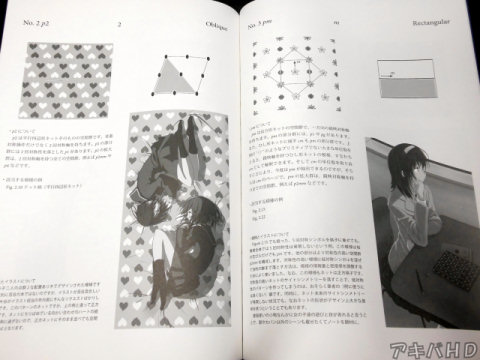 後半には空間群で分類した模様を解説それらの模様を使用した女の子のイラストと添えられていた
